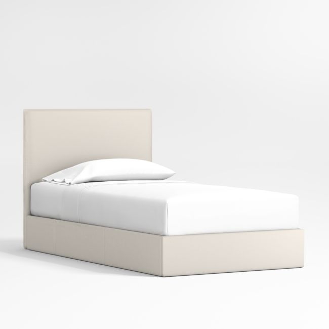Noa Cream Upholstered Flange Kids Twin Storage Bed - Image 0