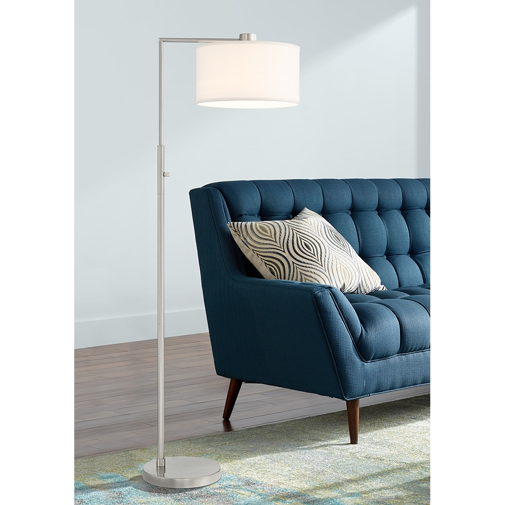 360 Lighting Colby 61" High Brushed Nickel Downbridge Floor Lamp - Image 0
