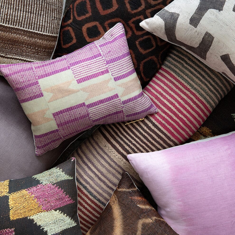 Candy Stripe Frazada Pillow by St. Frank | Brown | 26" W x 16" H | Linen/Wool - Image 3