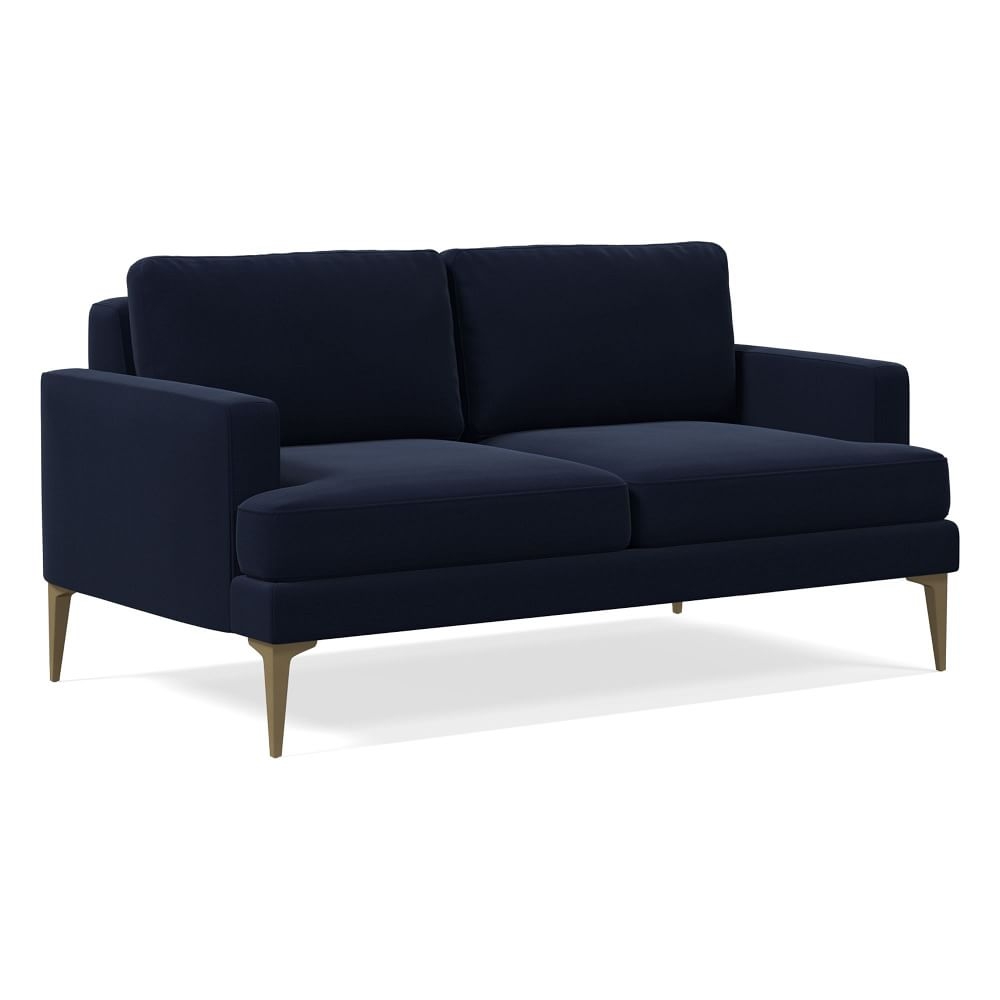 Andes 60" Multi-Seat Sofa, Petite Depth, Distressed Velvet, Ink Blue, BB - Image 0