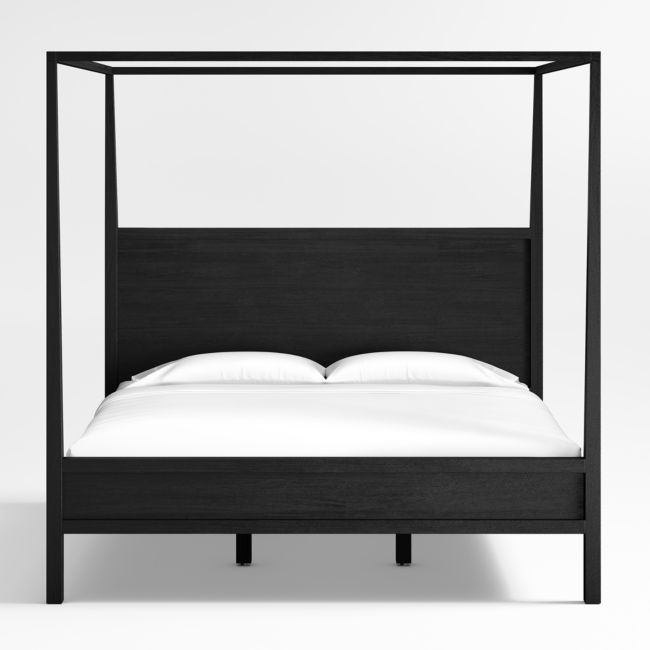 Keane Black Solid Wood King Canopy Bed - Image 0