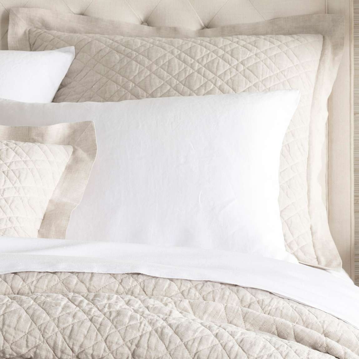 Washed Linen Natural Quilted Sham - Image 0