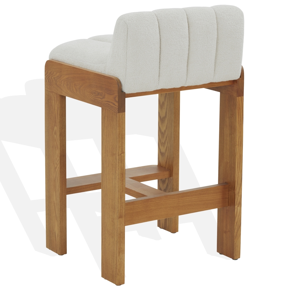 Delphini Boucle Barstool - Ivory/Walnut - Image 4