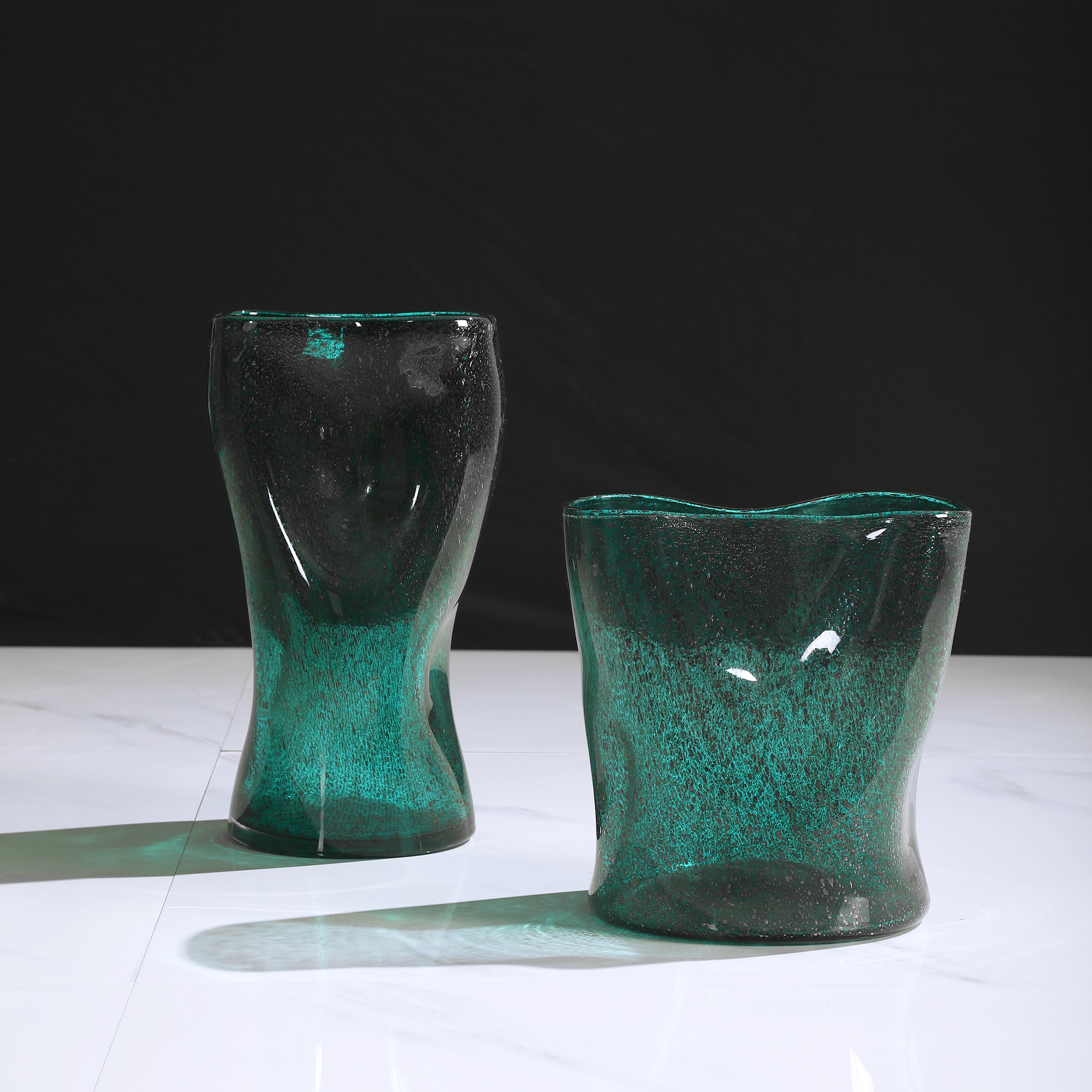 Lulu Aqua Glass Vases, S/2 - Image 1