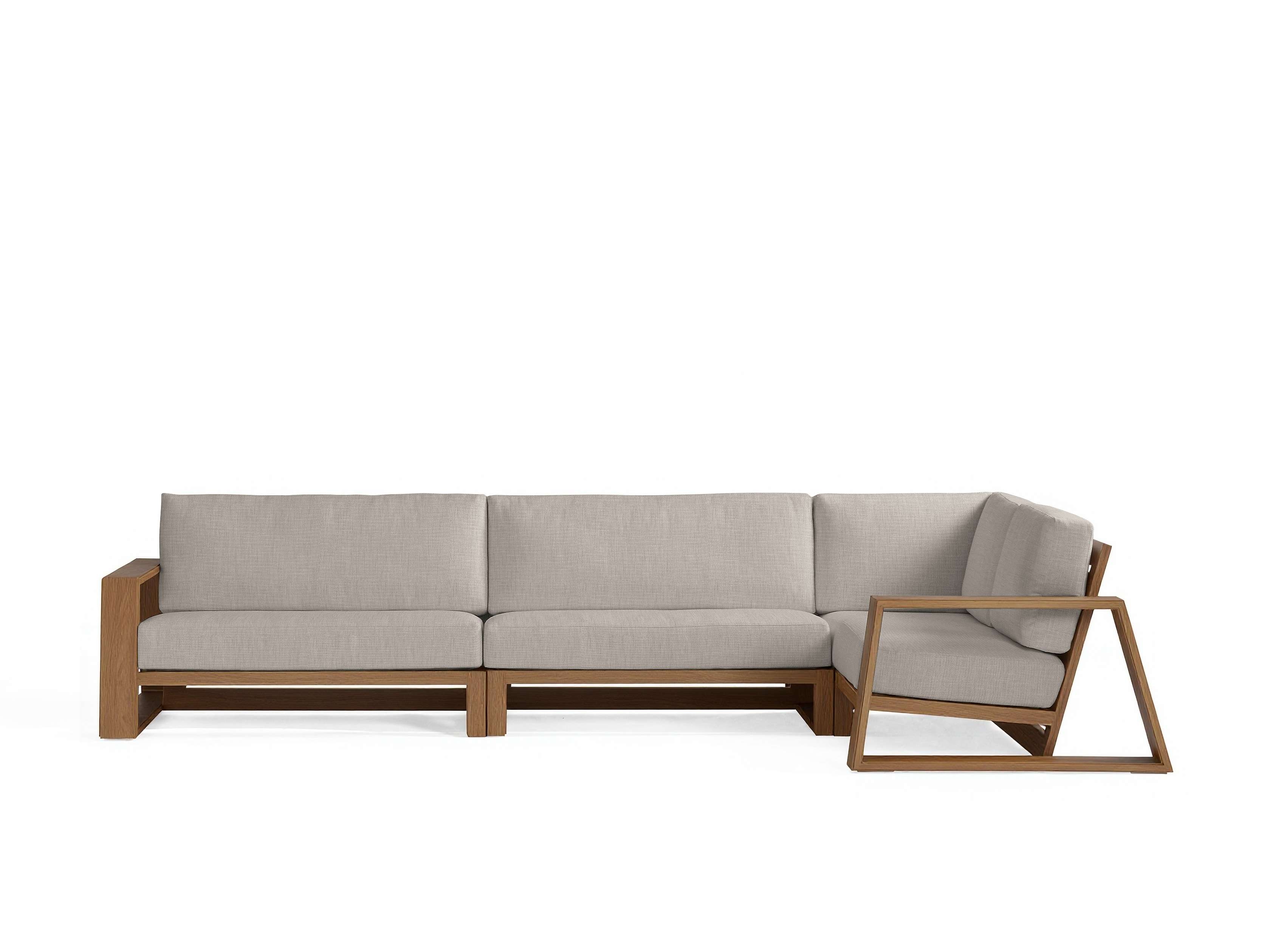 Canyon Outdoor Three-Piece Sectional Teak in Natural  Starboard Zinc/Weathered Fawn Large Right Arm - Image 0