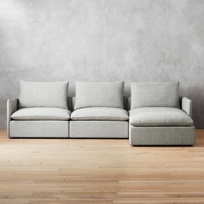 Lumin Grey Linen 4-Piece Sectional Sofa - Image 0