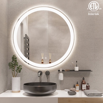 Cheire High-density 240 LEDs/m LED Anti-Fog Round Bathroom / Vanity Mirror with Tempered Glass & ETL - Image 0