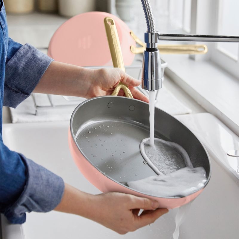 GreenPan ™ GP5 Dusty Rose Ceramic Non-Stick 14-Piece Cookware Set with Champagne Handles - Image 3