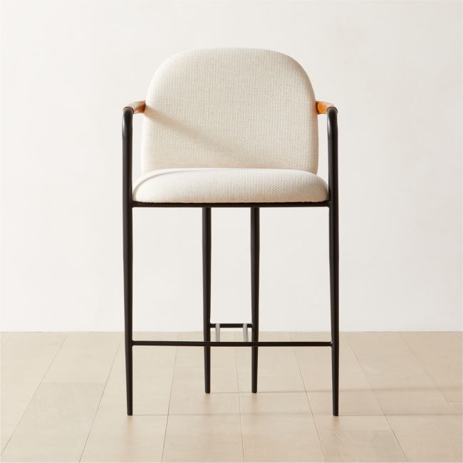 Avont Upholstered White Performance Fabric Metal Counter Stools Set of 2 - Image 0