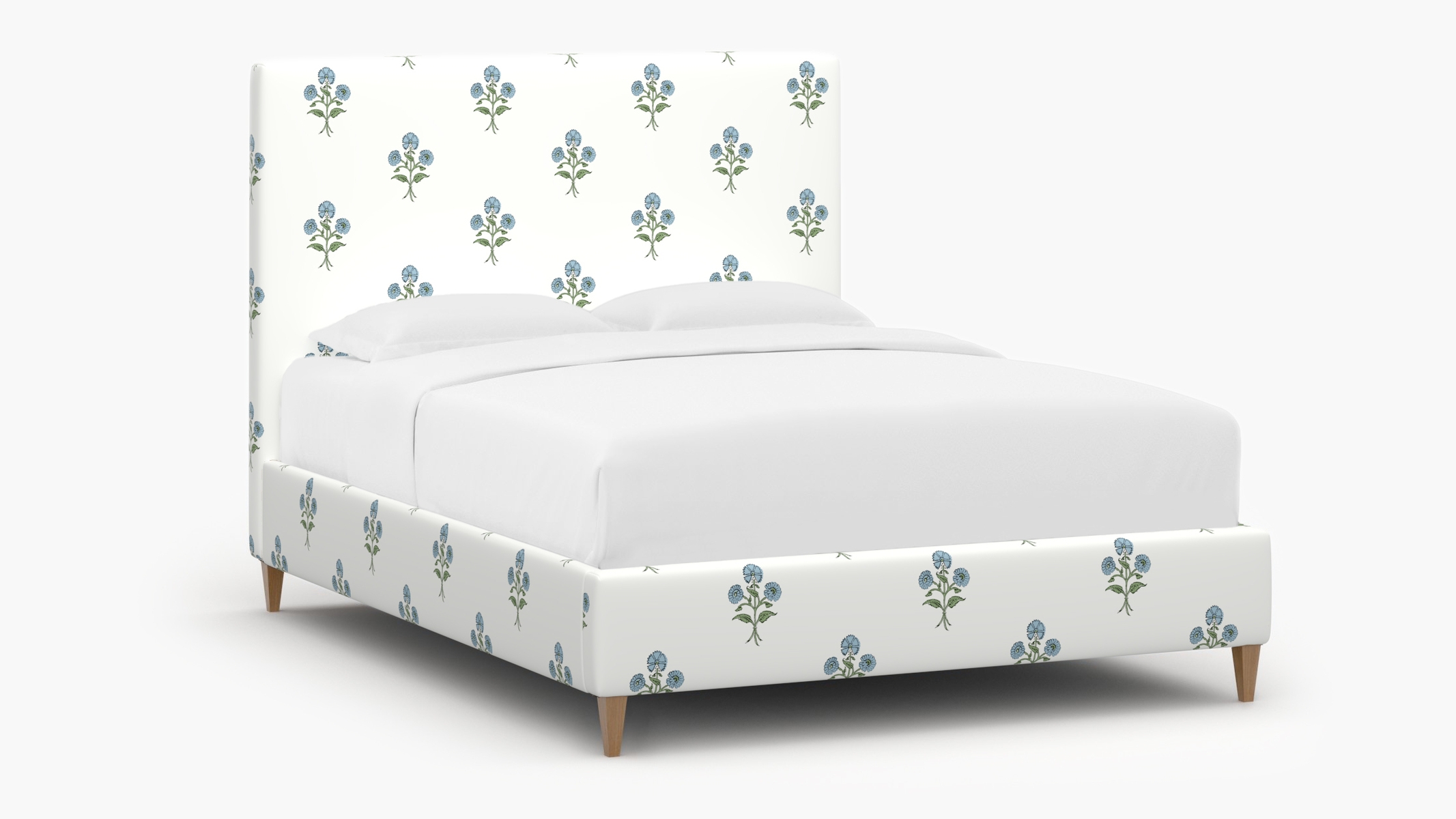 Classic Bed, Blue Delphine, Natural Square Tapered Leg, Full - Image 0
