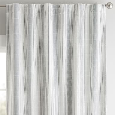 Riley Stripe Blackout Curtain Panel, 96", Navy/White - Image 1