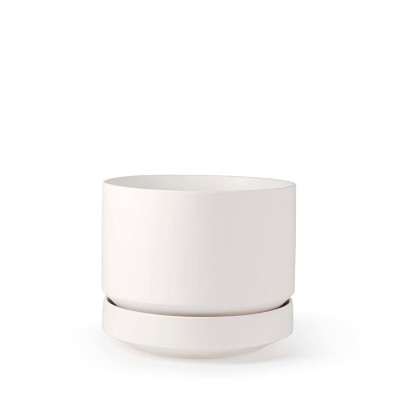 Revival Ceramics Round Two White Planter Pot, 8" - Image 5