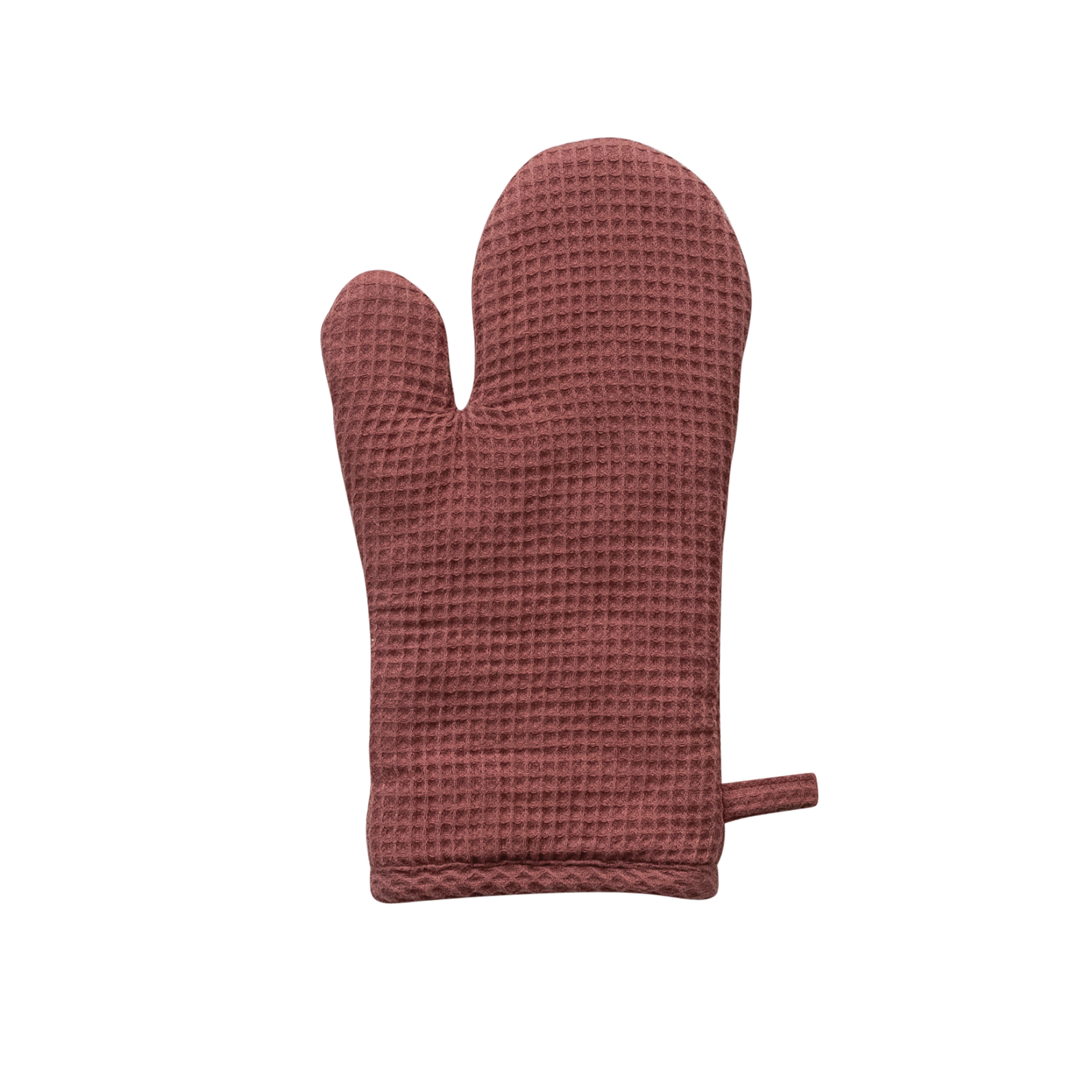 Woven Linen and Cotton Waffle Hot Pad Mitt, Berry Color - Image 0