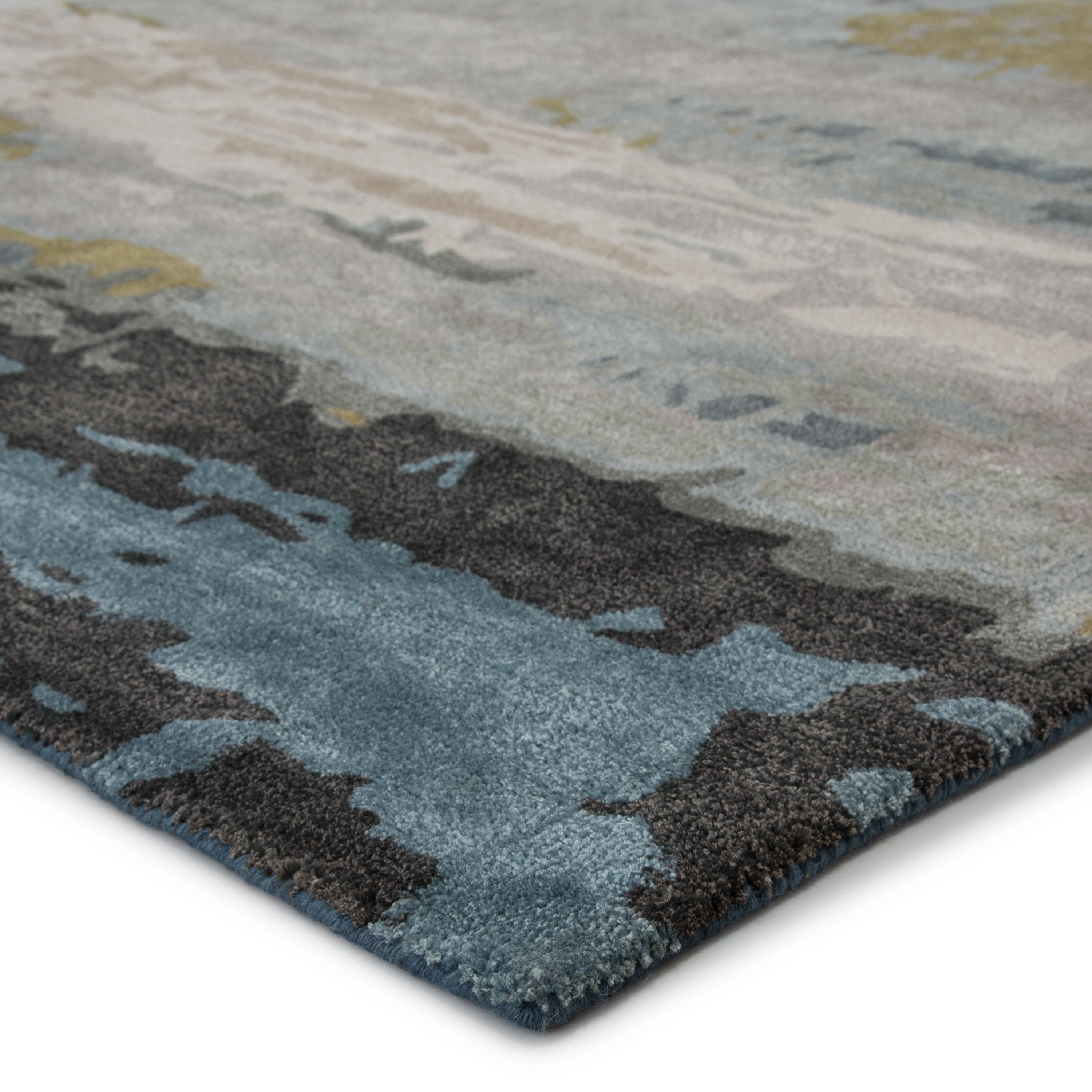 Benna Handmade Abstract Black/ Green Area Rug (5'X8') - Image 1