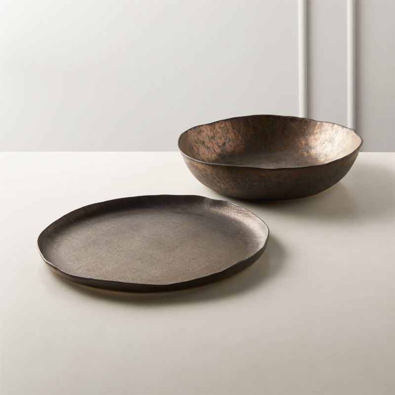 Damascene Bronze Metallic Serving Bowl - Image 2