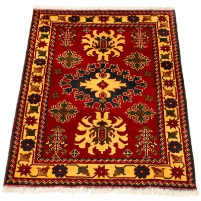 One-of-a-Kind Gwendell Hand-Knotted New Age 3'5" X 5' Wool Area Rug in Red/Yellow - Image 0