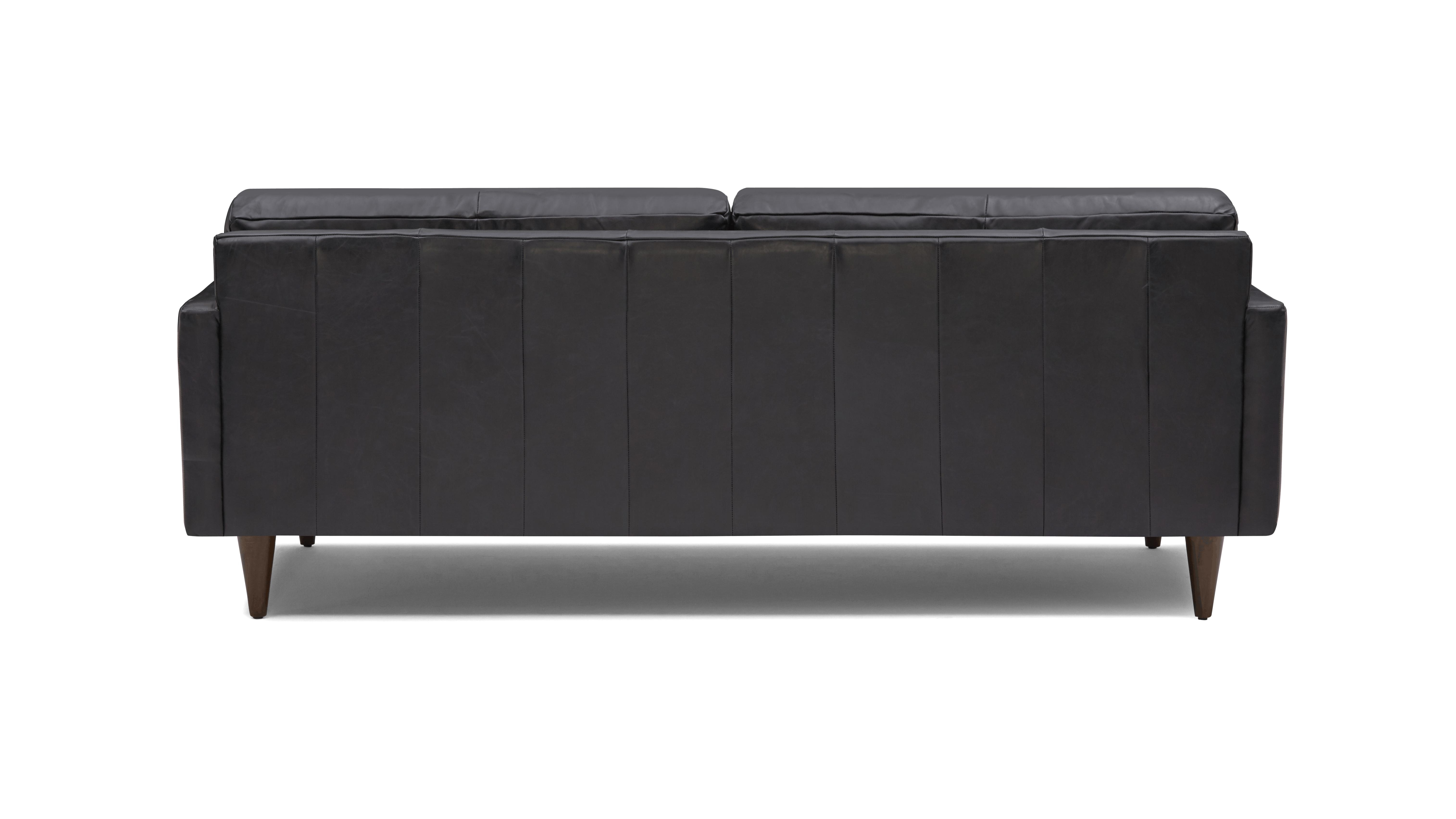 Black Eliot Mid Century Modern Leather Sofa - Santiago Steel - Mocha - Image 4