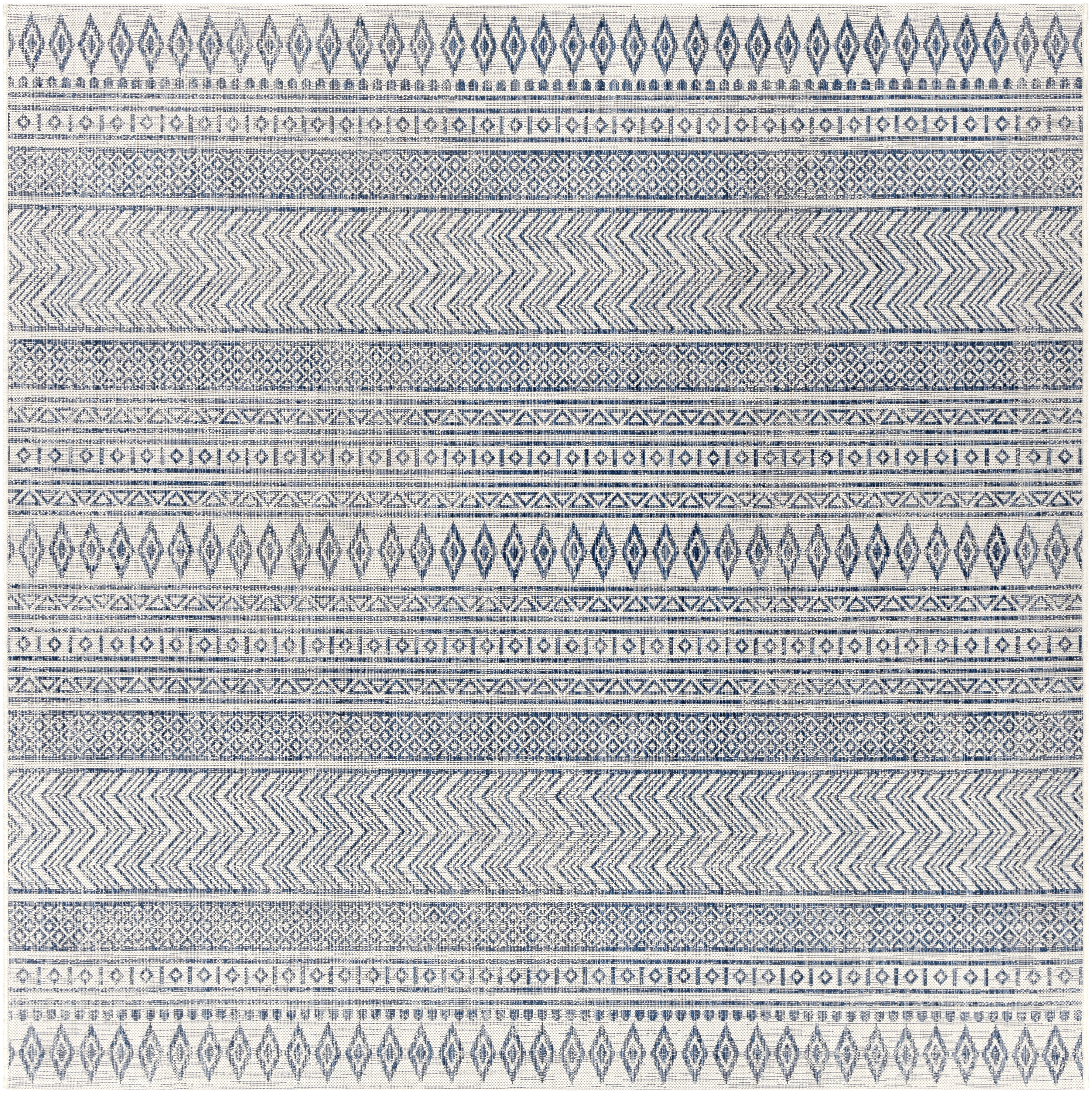 Eagean Blue Outdoor 6'7" x 6'7" Machine Woven Rug - Image 0