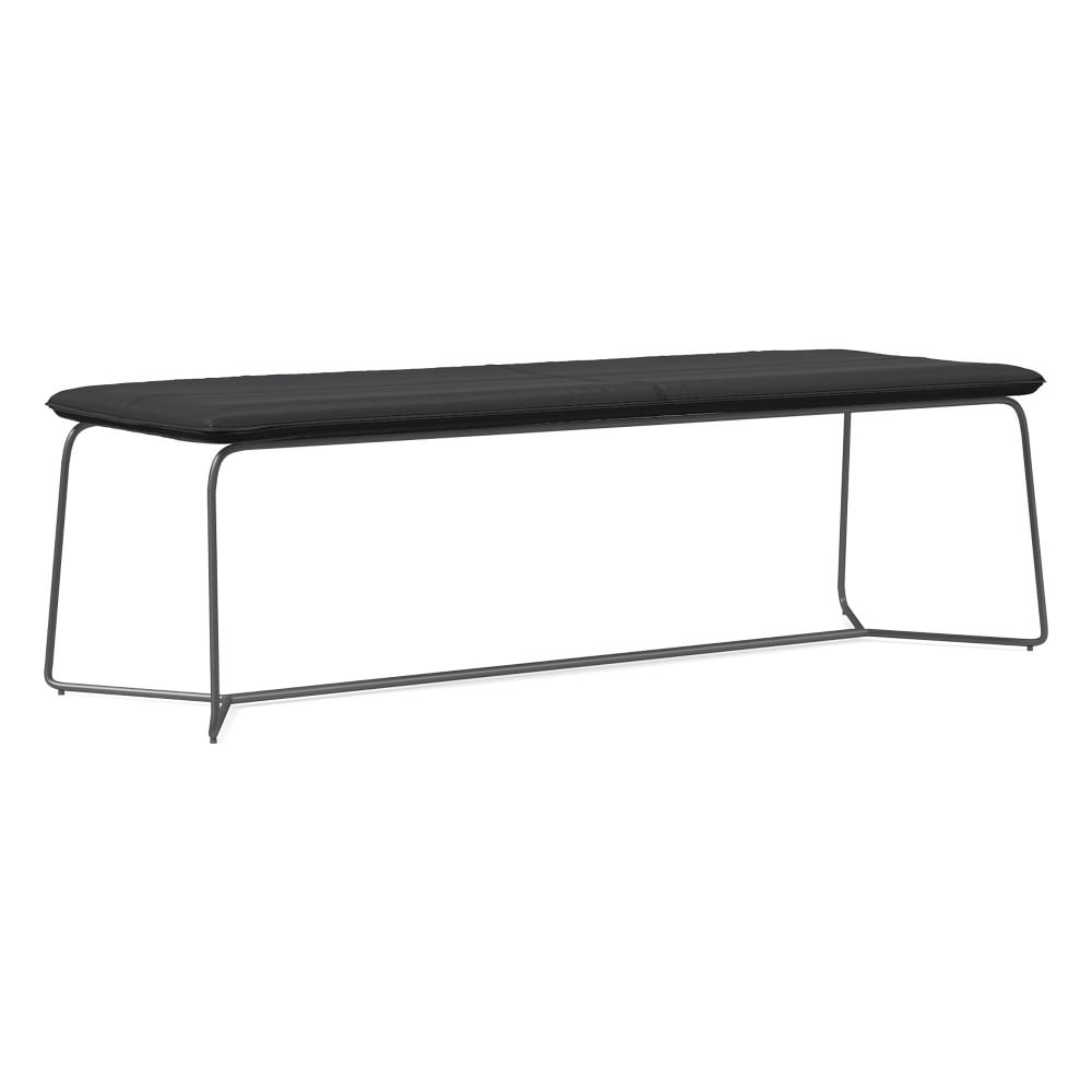 Slope Dining Bench, Sierra Leather, Gray, Charcoal - Image 0