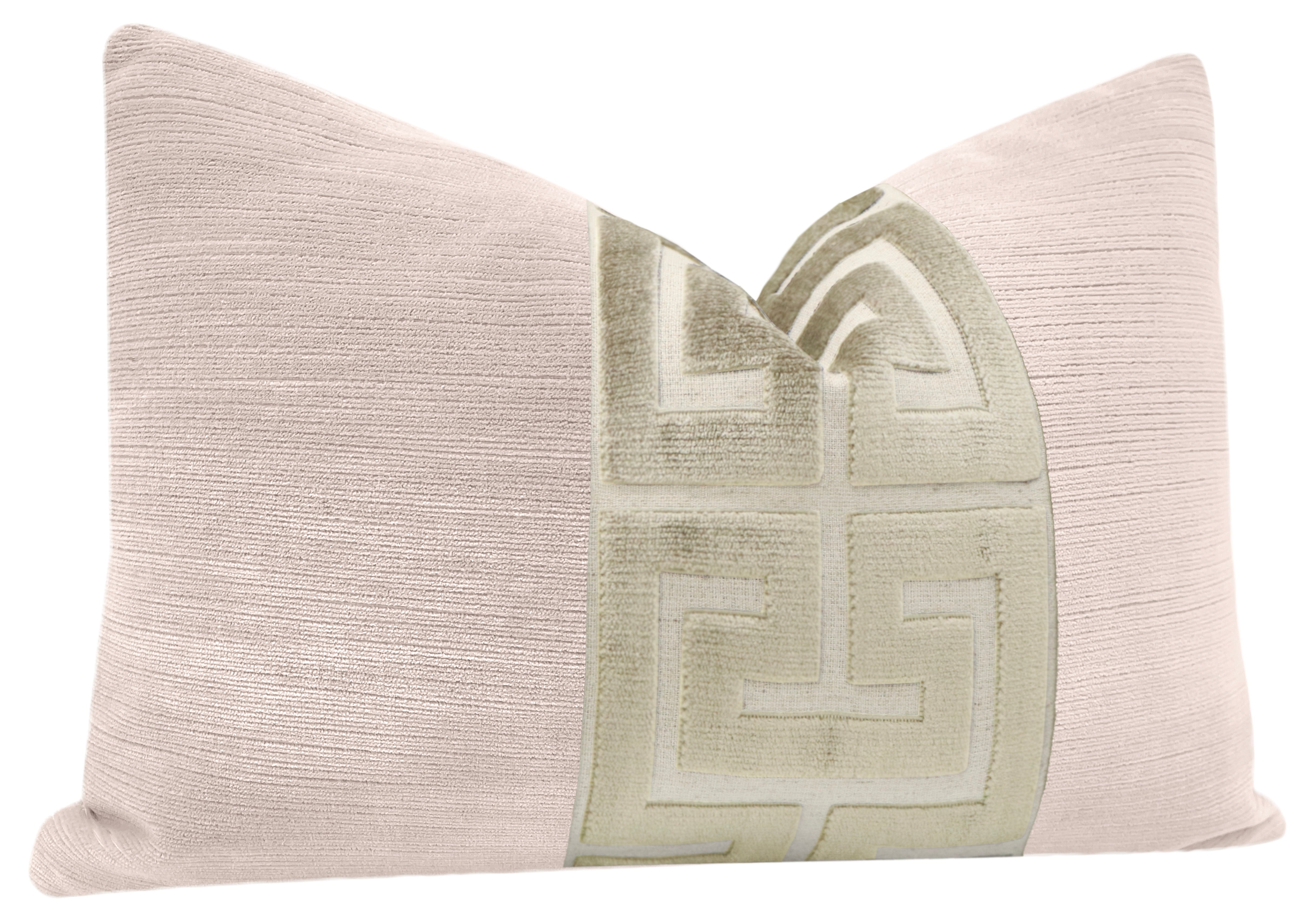 THE LITTLE LUMBAR :: STRIE VELVET // BALLET + CASHMERE GREEK TRIM - LITTLE LUMBAR 12" X 18" - Image 1