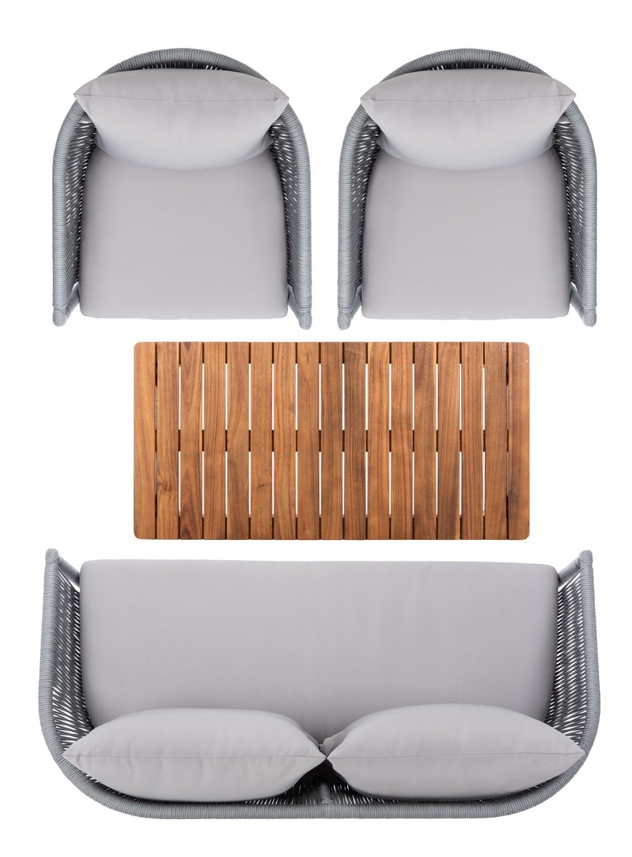 Indoor-Outdoor Velso 4 Pc Living Set - Grey/Grey - Safavieh - Image 4
