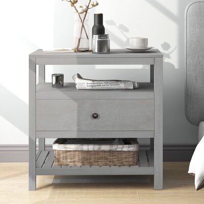 Modern Wooden Nightstand With Drawers - Image 0