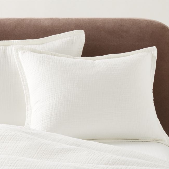 Alto Organic Cotton Gauze Warm White Standard Pillow Shams Set of 2 - Image 0