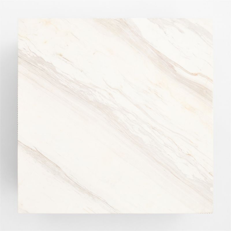 Troupe Marble and Oak Ribbed 44" Square Coffee Table - Image 4