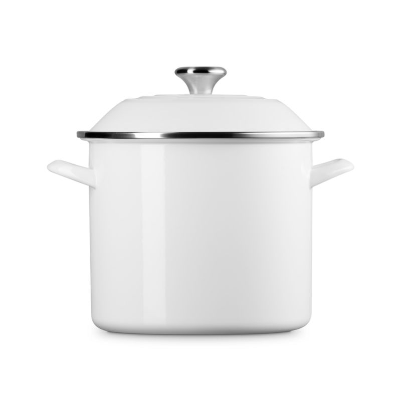 Le Creuset ® 10-Qt. White Enameled Stockpot with Stainless Steel Knob - Image 2