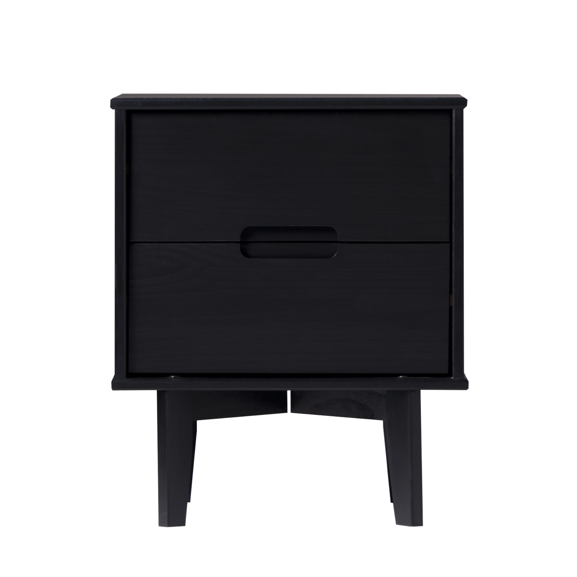 2-Drawer Groove Handle Solid Wood Nightstand – Black - Image 5