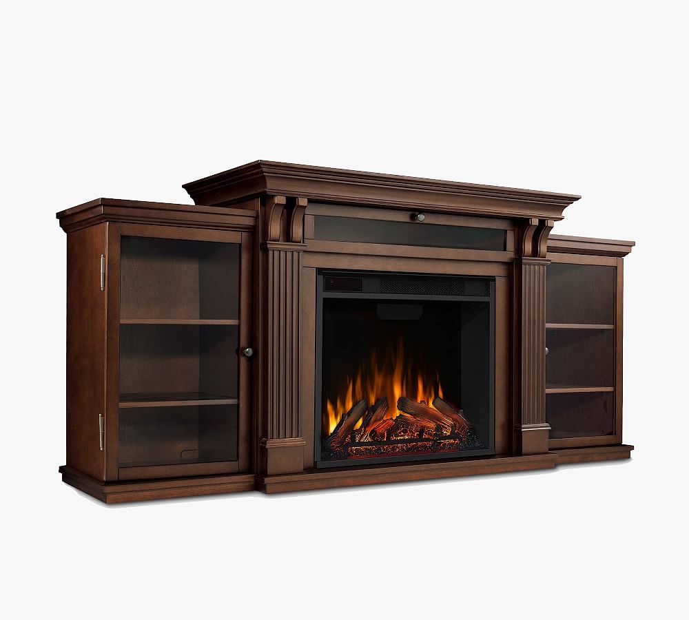 Cal Electric Fireplace Media Cabinet, Dark Walnut - Image 0