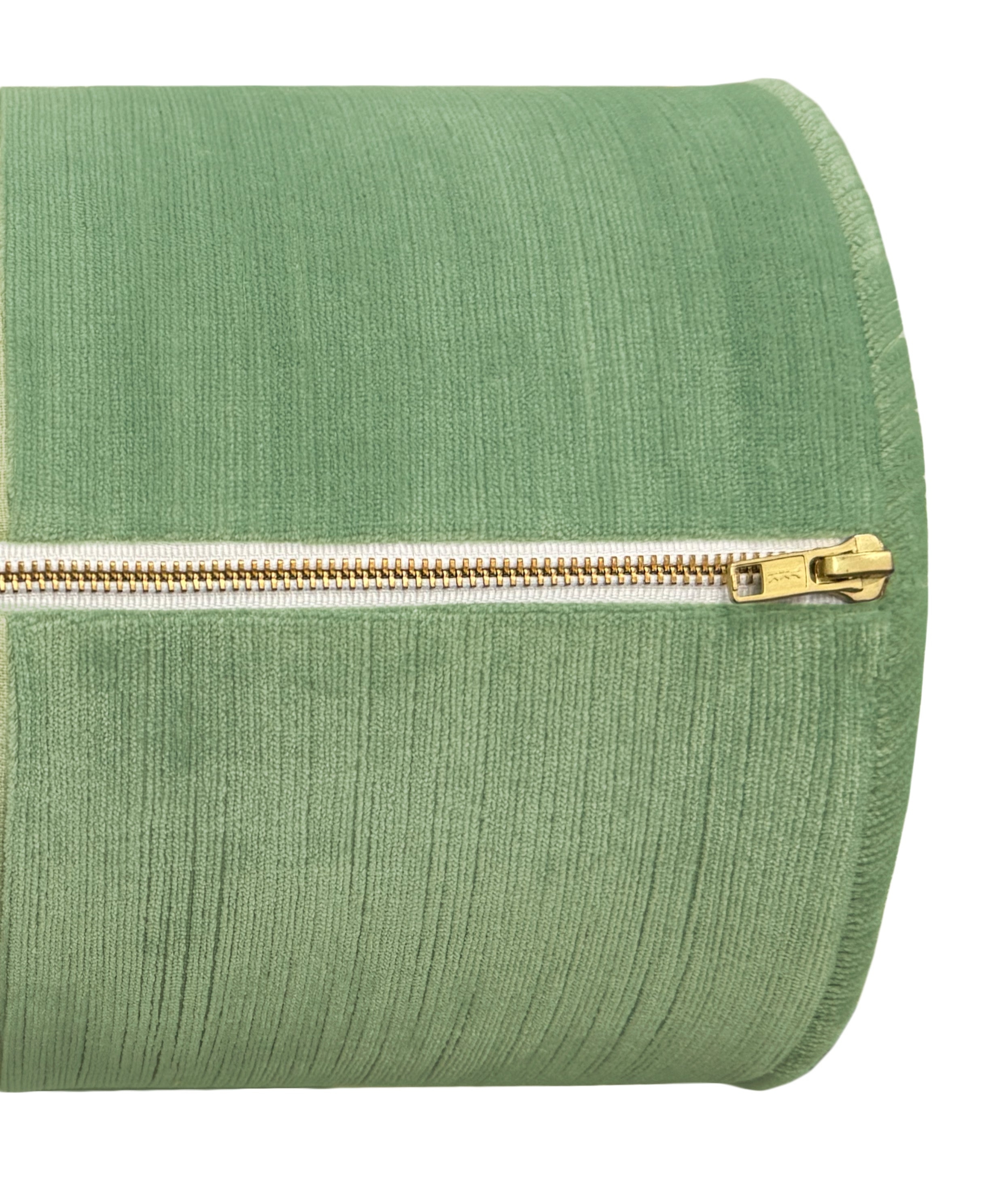 THE BOLSTER :: STRIE VELVET // JADE - BY THE YARD - Image 3