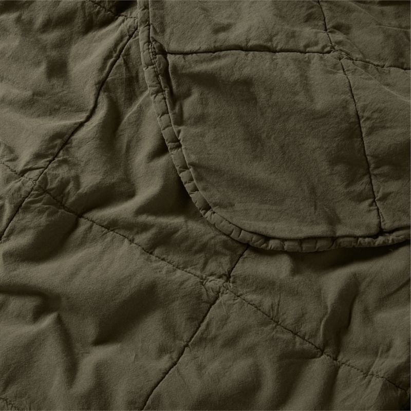 Sunwashed Organic Cotton Burnt Green King Quilted Bed Pillow Sham - Image 4