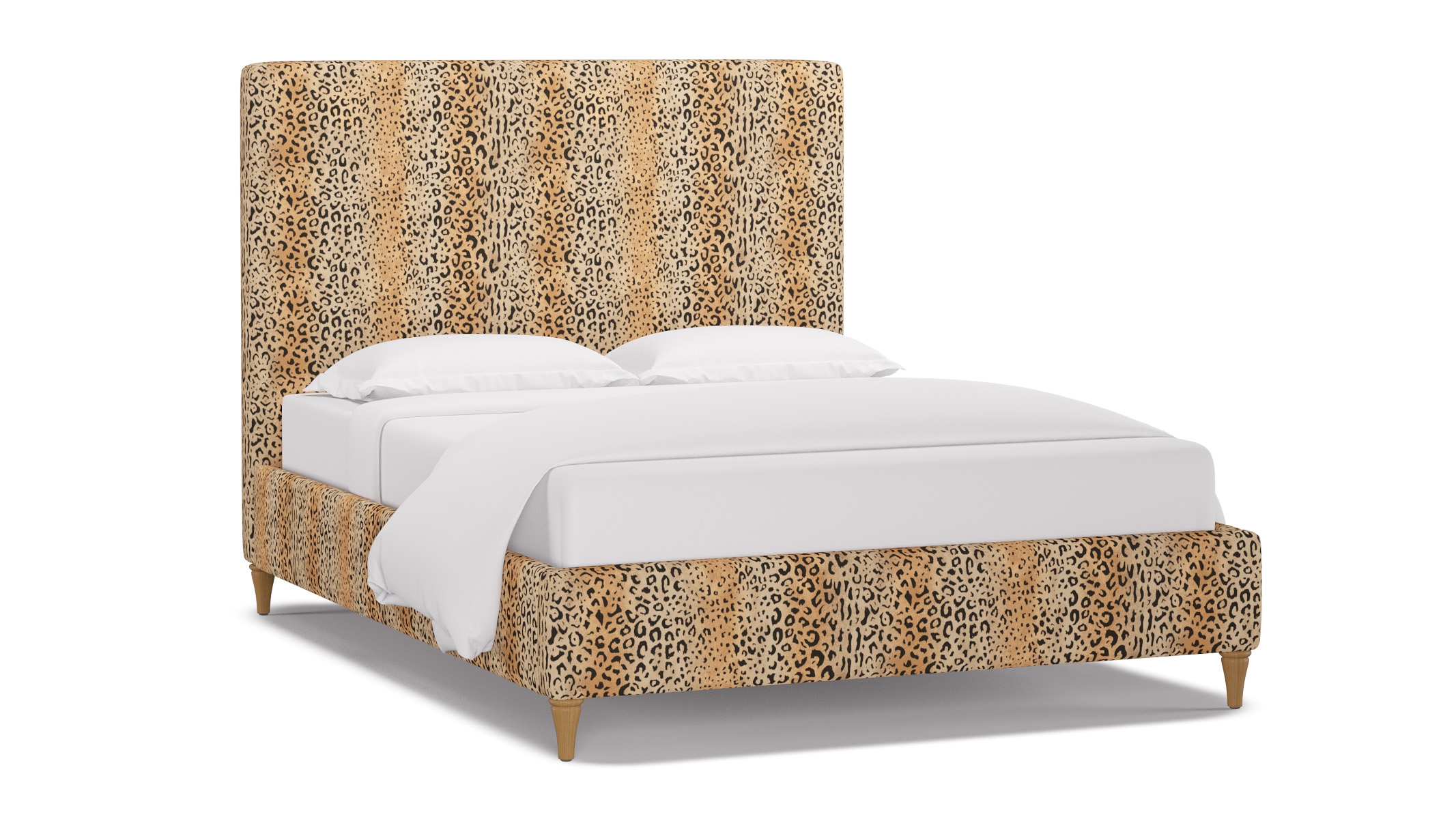 Classic Bed, Leopard, Natural Decorative Tapered Leg, Queen - Image 1