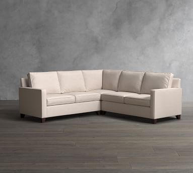Cameron Square Arm Upholstered 3-Piece L-Shaped Corner Sectional, Polyester Wrapped Cushions, Performance Boucle Pebble - Image 1