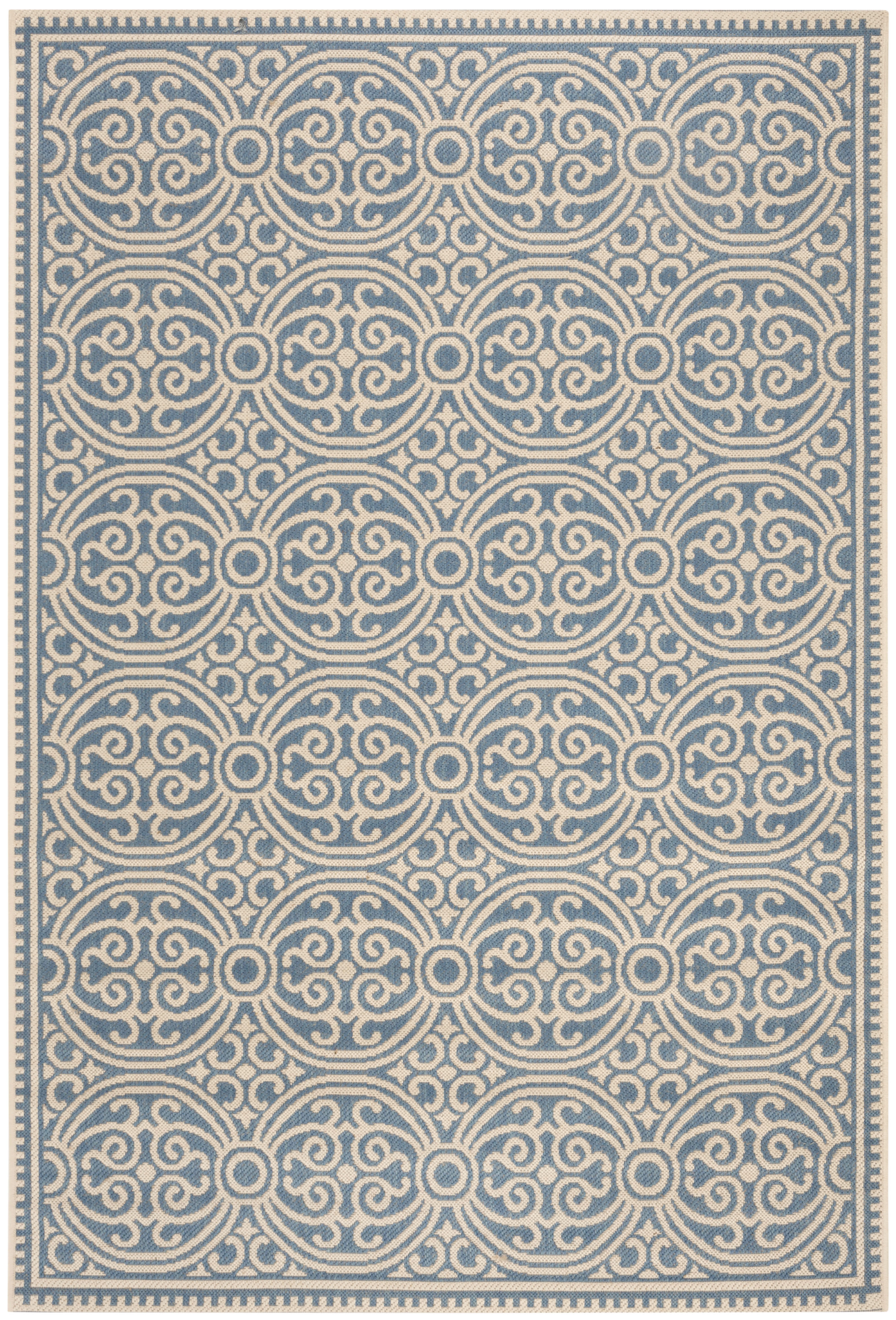 Arlo Home Indoor/Outdoor Woven Area Rug, LND134N, Cream/Blue,  5' 1" X 7' 6" - Image 0