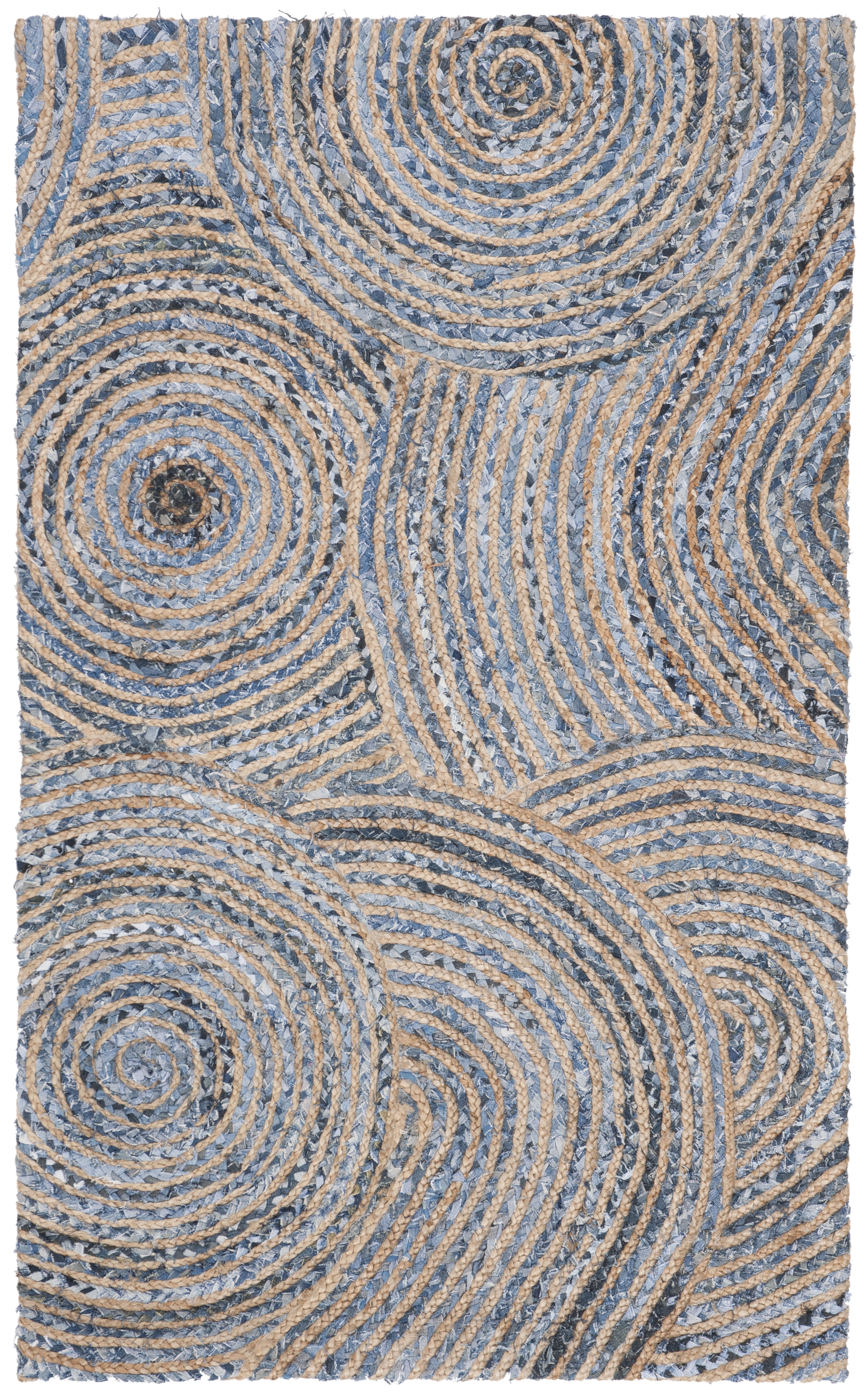 Arlo Home Hand Woven Area Rug, CAP603A, Natural/Denim,  4' X 6' - Image 0