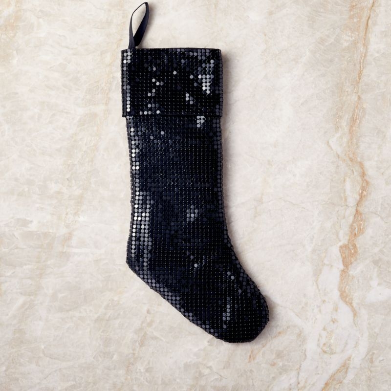 Lumina Black Chain Metal Christmas Stocking - Image 1
