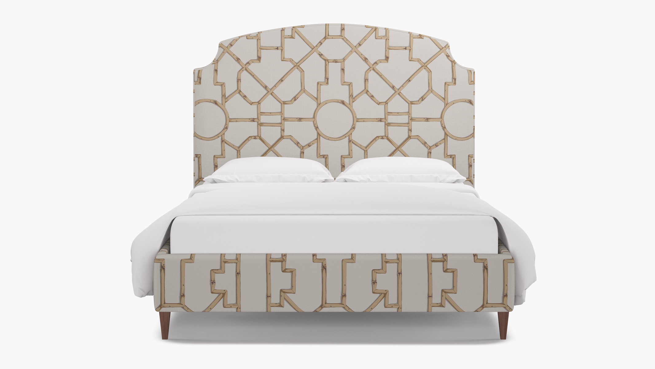 Cove Bed, Tan Baldwin Bamboo, Walnut Square Tapered Leg, King - Image 0