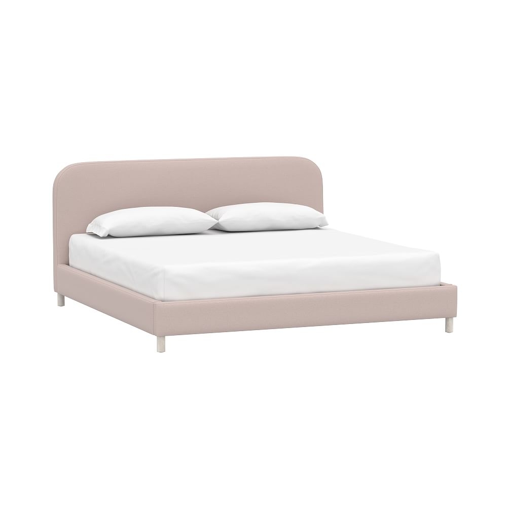 Miller Platform Upholstered Bed, King, Lustre Velvet Dusty Blush - Image 0