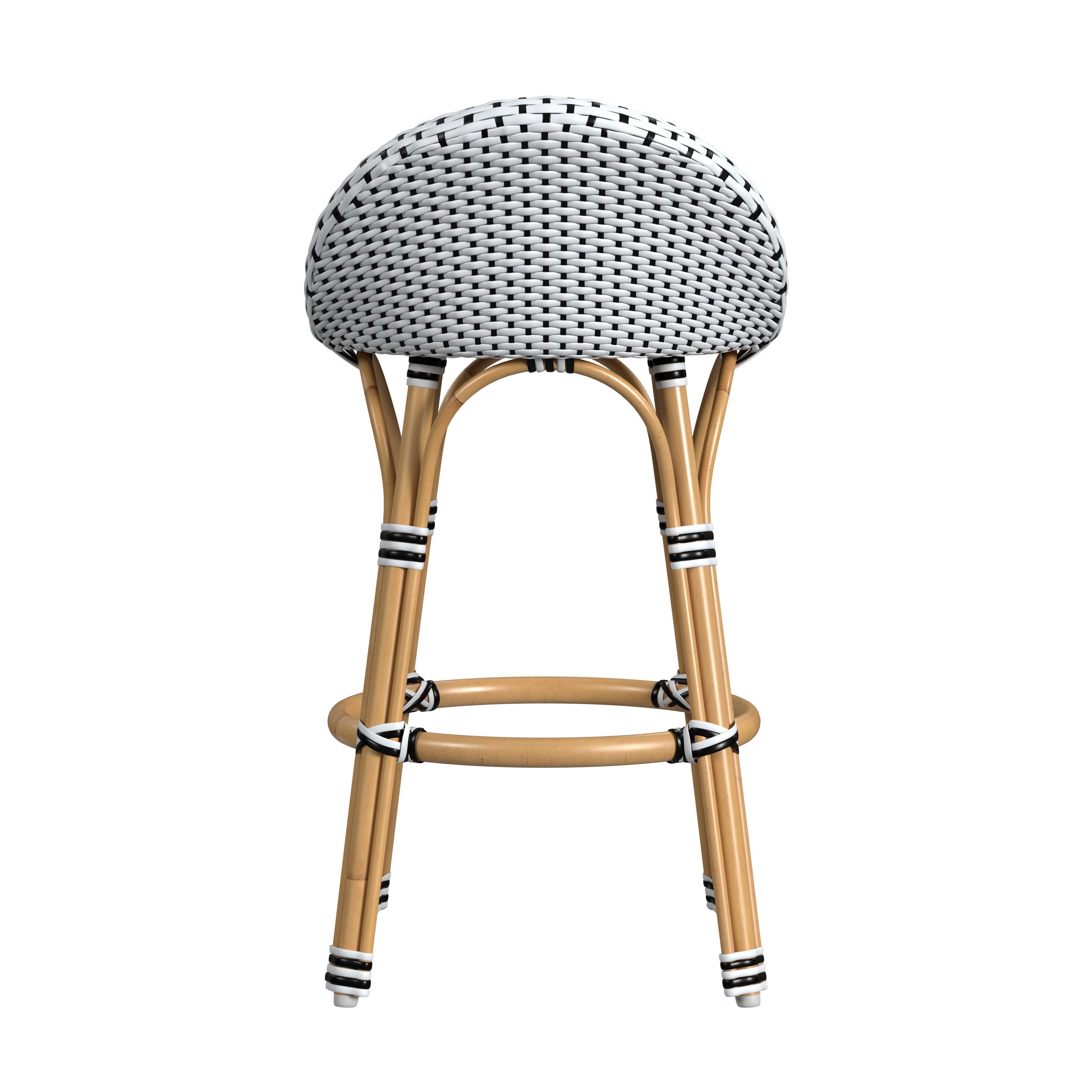 Tobias Black and White Outdoor  Low Back Counter stool - Image 1