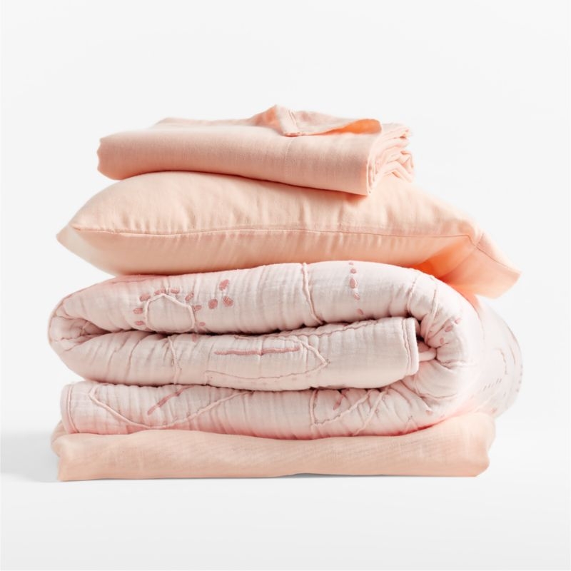 Supersoft Elegant Pink Organic Cotton Gauze Toddler Sheet Set - Image 1