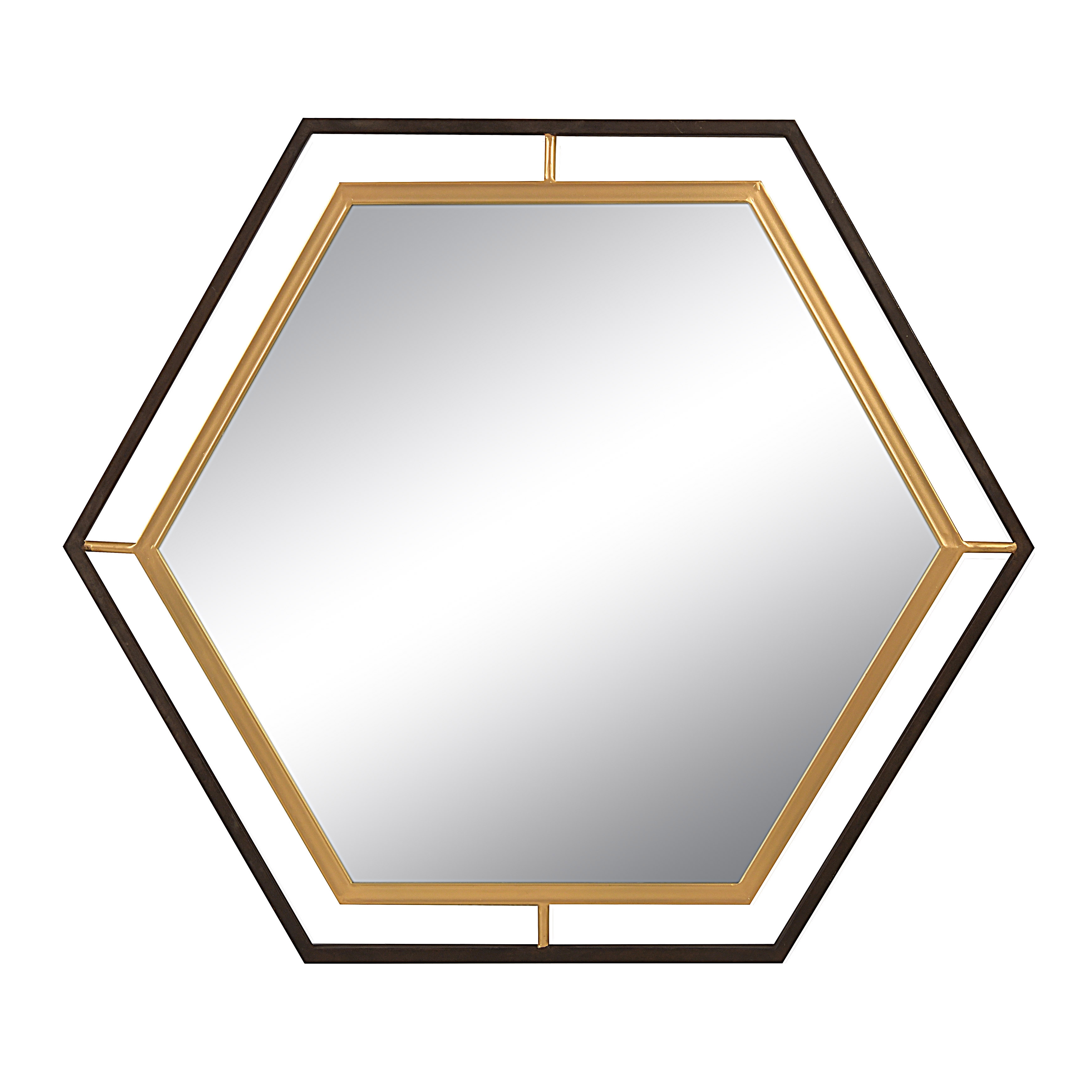 2-Tone Hexagon Metal Wall Mirror - Image 0