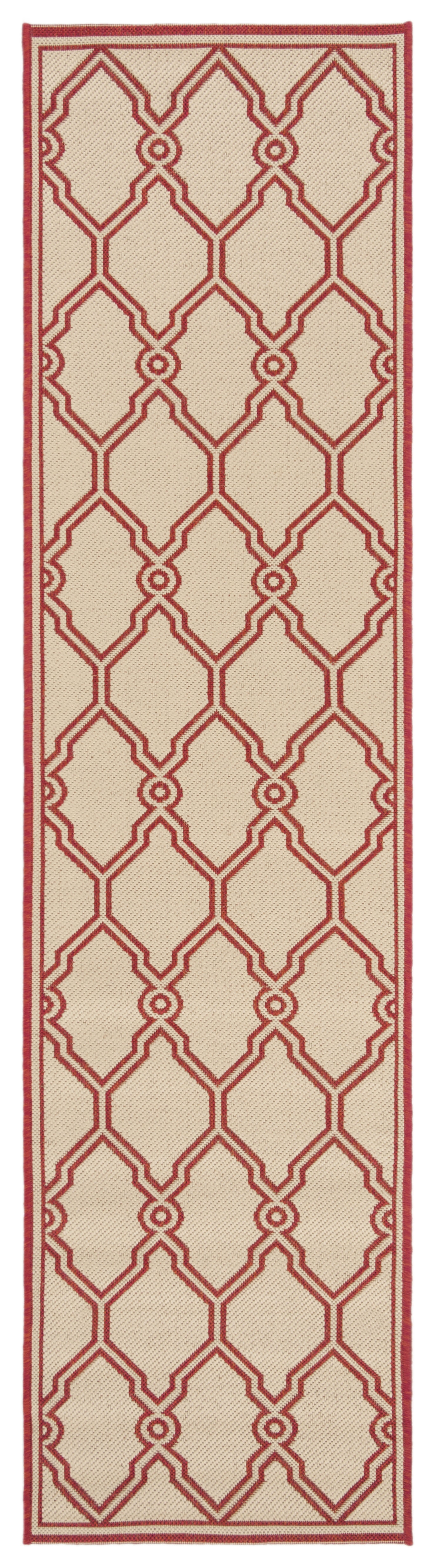 Arlo Home Indoor/Outdoor Woven Area Rug, LND124Q, Red/Cream,  2' X 8' - Image 0