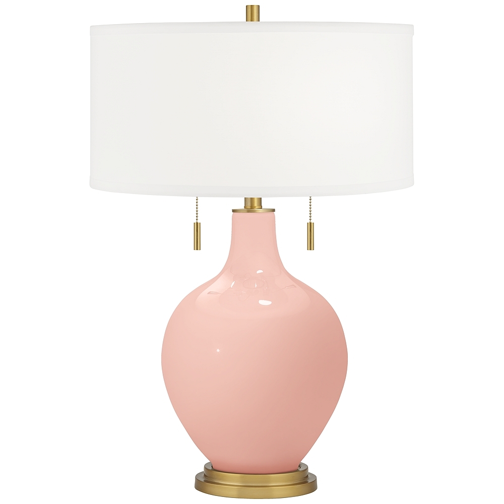 Color Plus Toby Brass Accents 28" High Rose Pink Table Lamp - Image 0