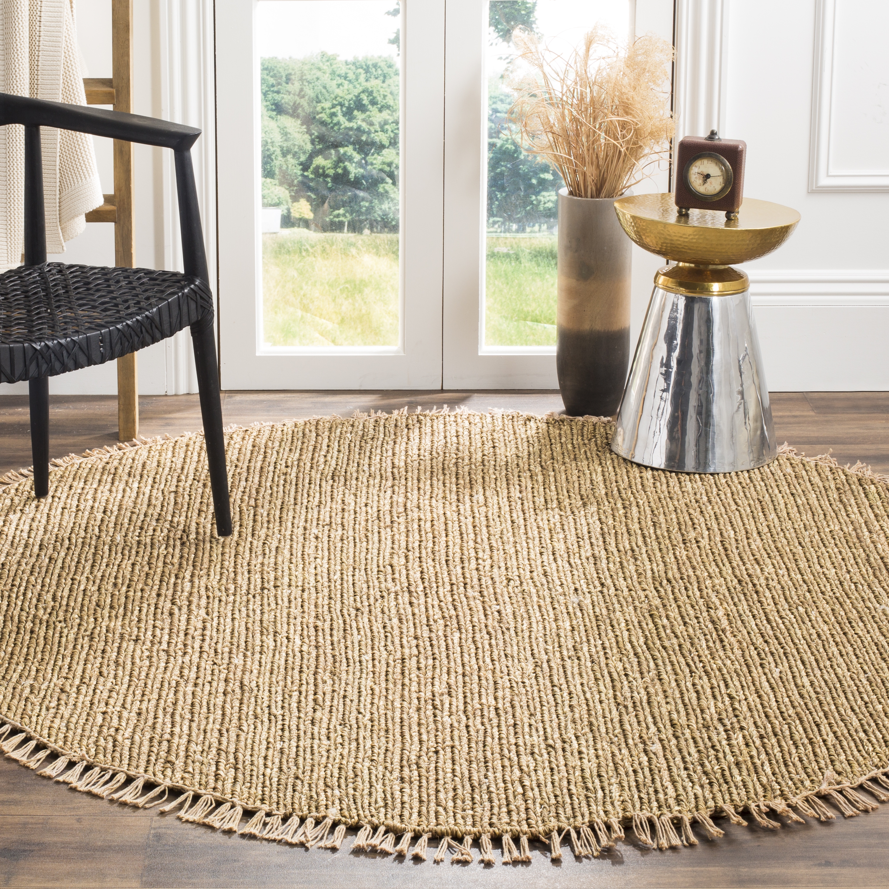Arlo Home Hand Woven Area Rug, NF510A, Natural,  6' X 6' Round - Image 1