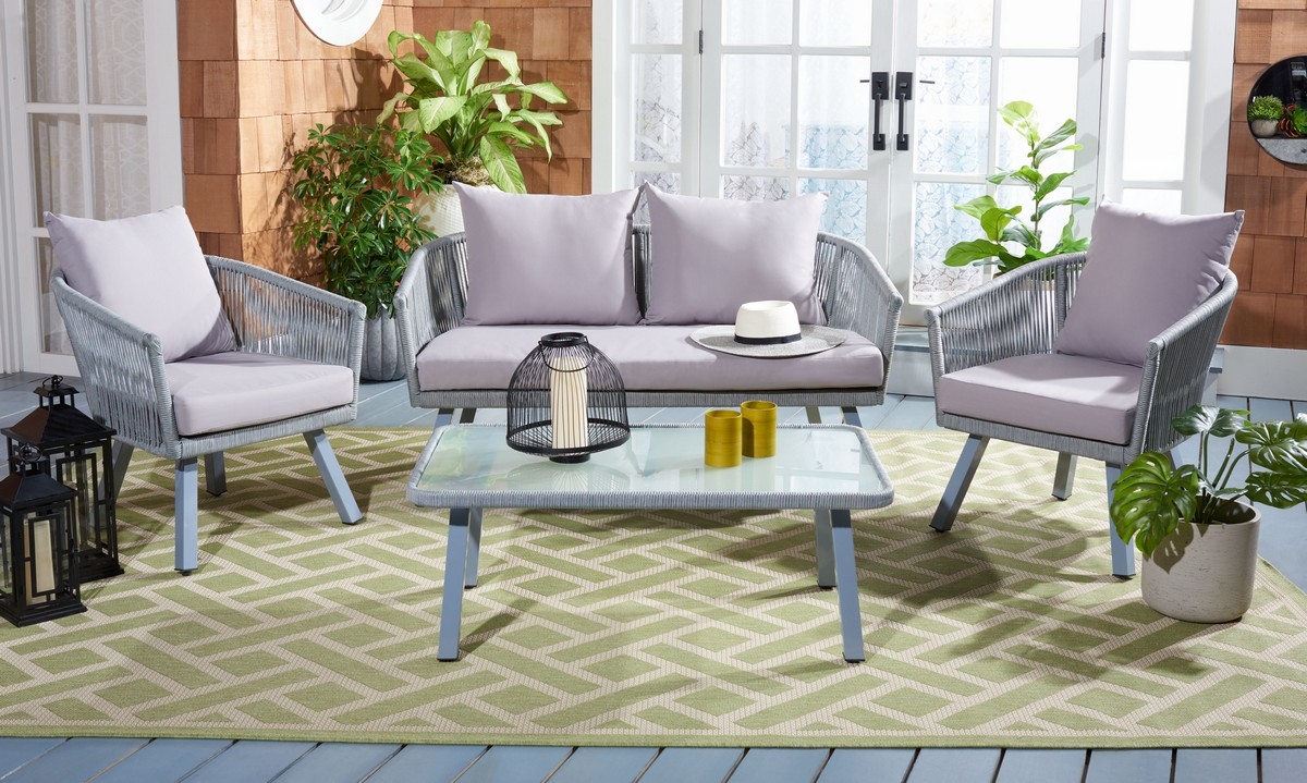 Belmi 4 Pc Rope Living Set - Grey/Grey - Safavieh - Image 1