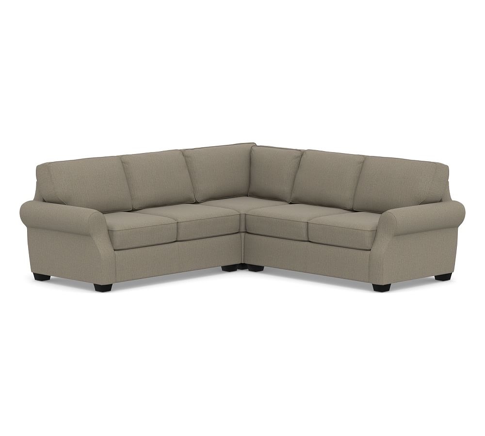 SoMa Fremont Roll Arm Upholstered 3-Piece L-Shaped Corner Sectional, Polyester Wrapped Cushions, Chenille Basketweave Taupe - Image 0