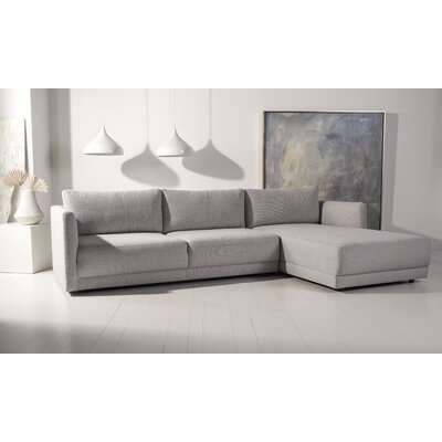 Kayden 117" Wide Right Hand Facing Sofa & Chaise, Light Gray Linen - Image 1