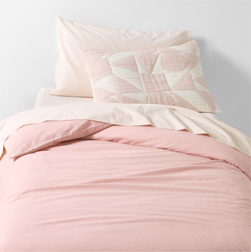Cozy Cloud Orchid Rose Washed Organic Cotton Kids Twin Duvet Cover - Image 0